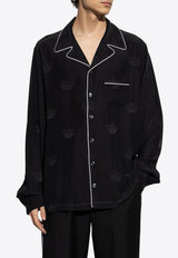 Dolce 
Gabbana Contrast-Stitch Silk Pajama Shirt Black G5JQ8T FJ1FM-N0000