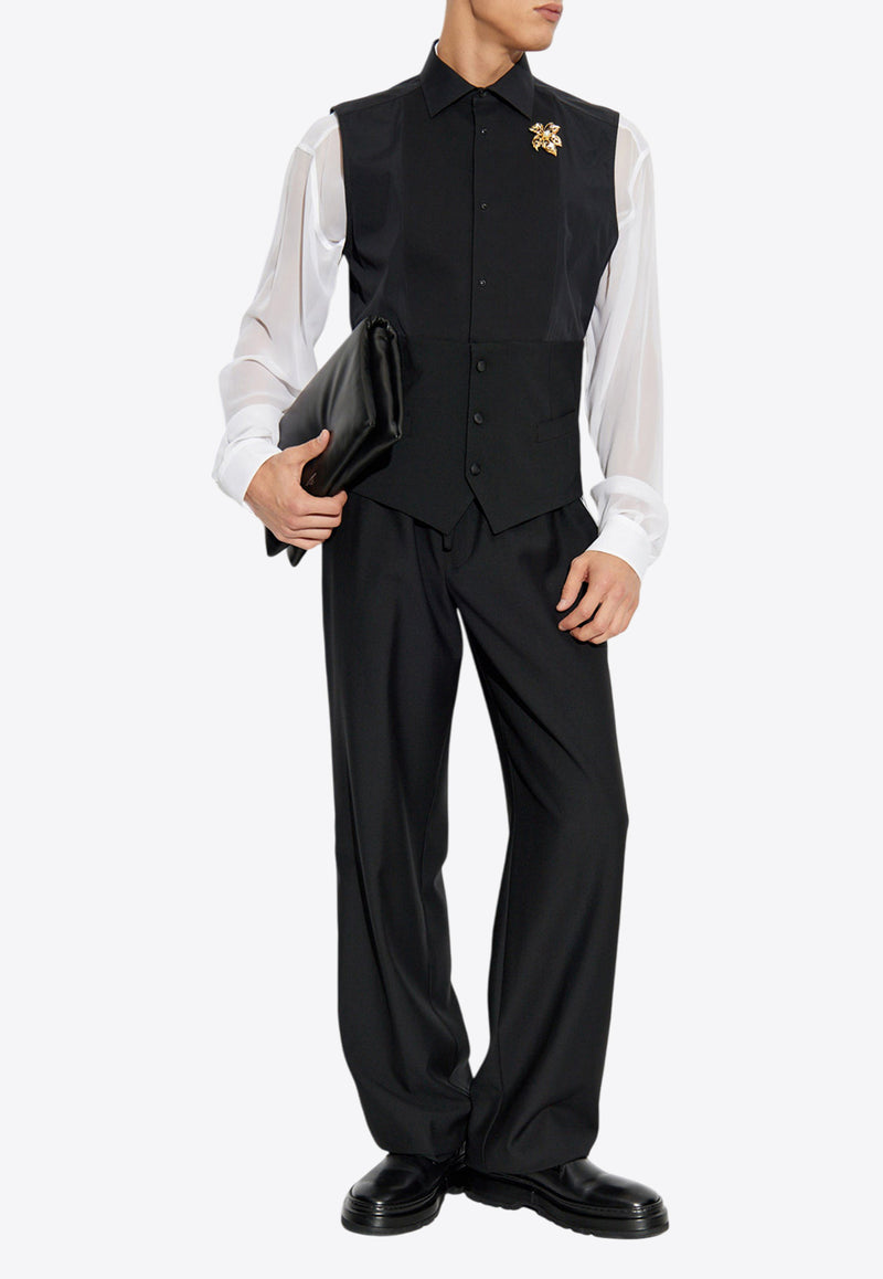 Dolce 
Gabbana Sleeveless Tuxedo Waistcoat Shirt Black G5MK8T GI677-N0000