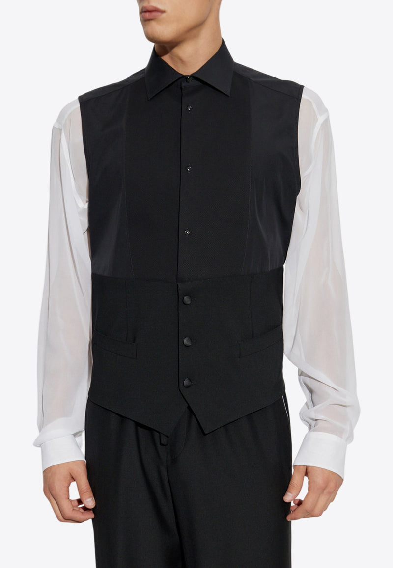 Dolce 
Gabbana Sleeveless Tuxedo Waistcoat Shirt Black G5MK8T GI677-N0000