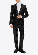 Dolce 
Gabbana Classic Sequined Tuxedo Pants Black GP0F3T FLSGD-N0000