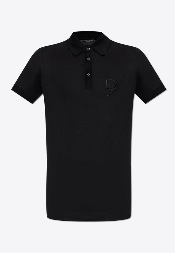 Dolce 
Gabbana Chest Embroidered-Logo Polo T-shirt Black G8SG0Z G7N4P-N0000