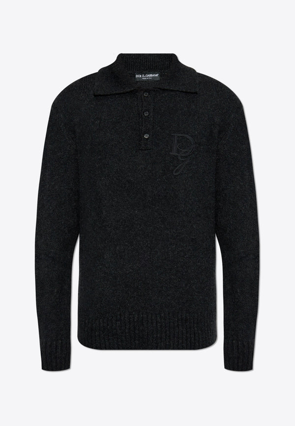 Dolce 
Gabbana Polo-Neck Alpaca -Blend Sweater Gray GXZ48Z JFMIM-N1254