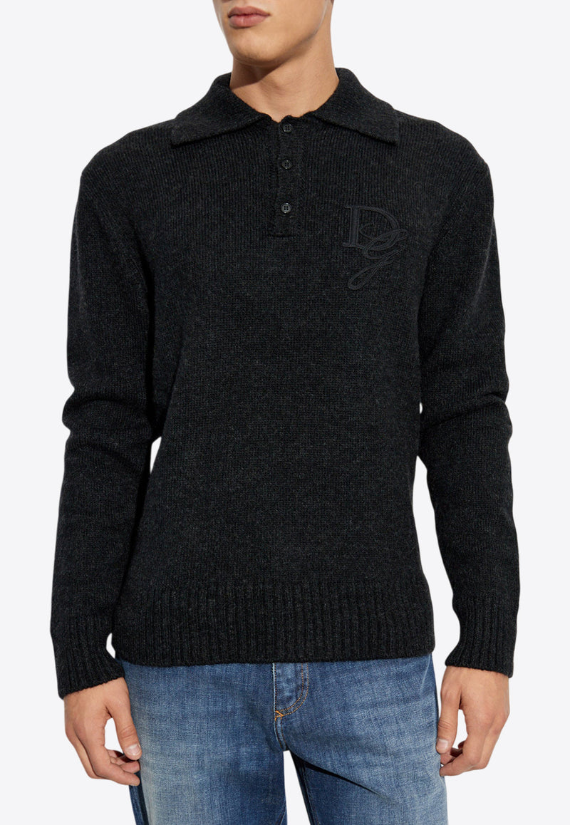 Dolce 
Gabbana Polo-Neck Alpaca -Blend Sweater Gray GXZ48Z JFMIM-N1254