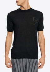 Dolce 
Gabbana Chest Embroidered-Logo Cashmere T-shirt Black GXX59Z JAWXR-N0000