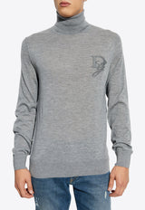 Dolce 
Gabbana Embroidered-Logo Cashmere Turtleneck Sweater Gray GXW05Z JAWXR-N0038