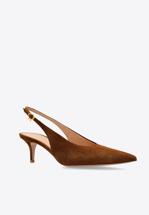 Robbie 55 Suede Slingback Pumps Gianvito Rossi G95538 55RIC-CAMTEXA