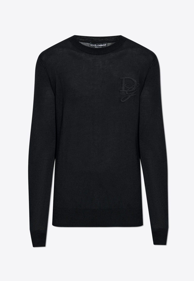 Dolce 
Gabbana Logo Crewneck Cashmere Sweater Black GXX02Z JAWXR-N0000