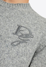 Dolce 
Gabbana Logo Embroidered Crewneck Sweater Gray GXX02Z JFMIM-N0634