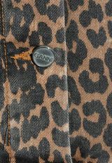 Leopard Print Button-Up Denim Jacket J1581 6508-943 Beige