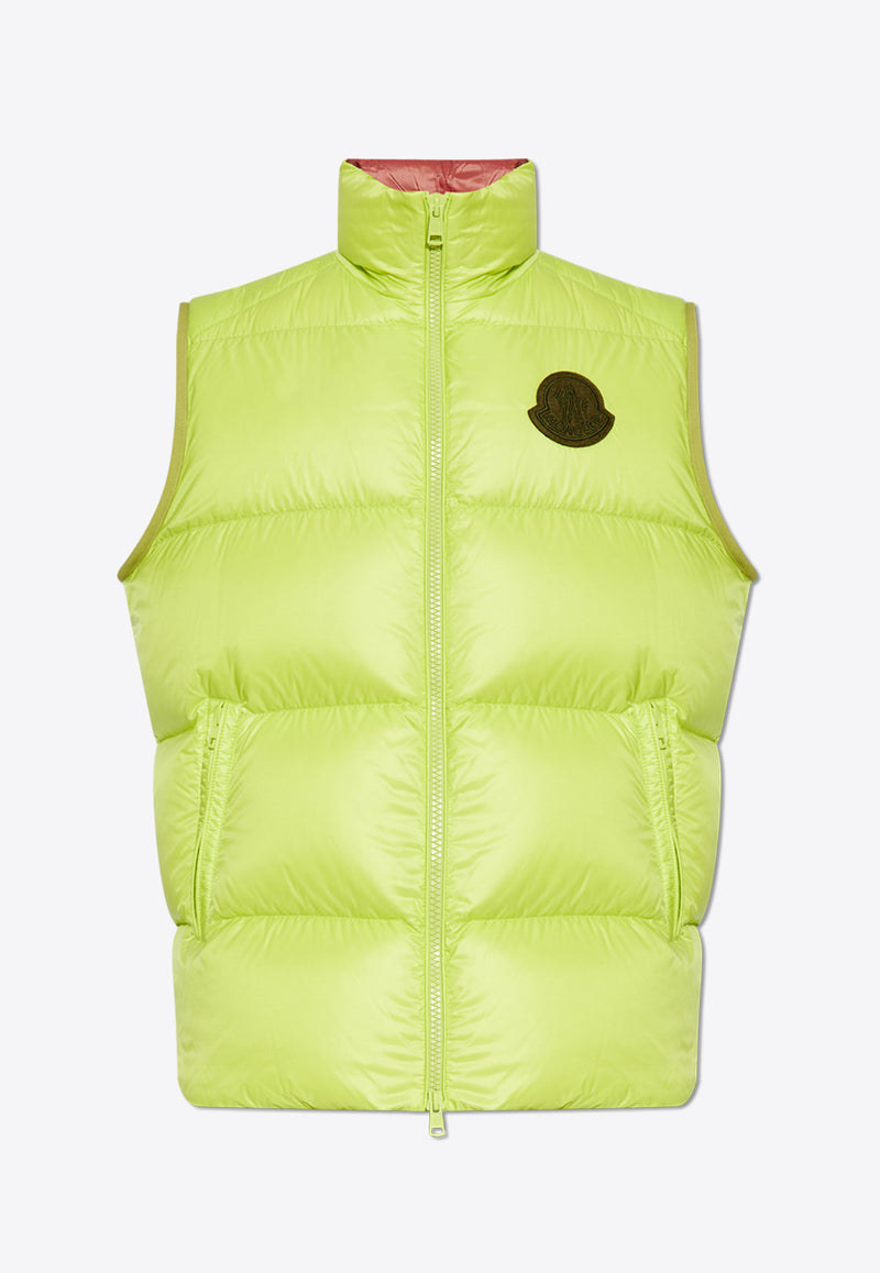 Moncler Sumido Logo Patch Down Gilet Lime J20911A00189 595GJ-8B4