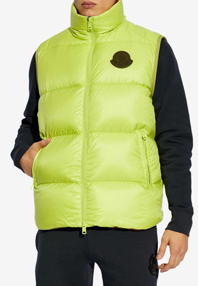 Moncler Sumido Logo Patch Down Gilet Lime J20911A00189 595GJ-8B4