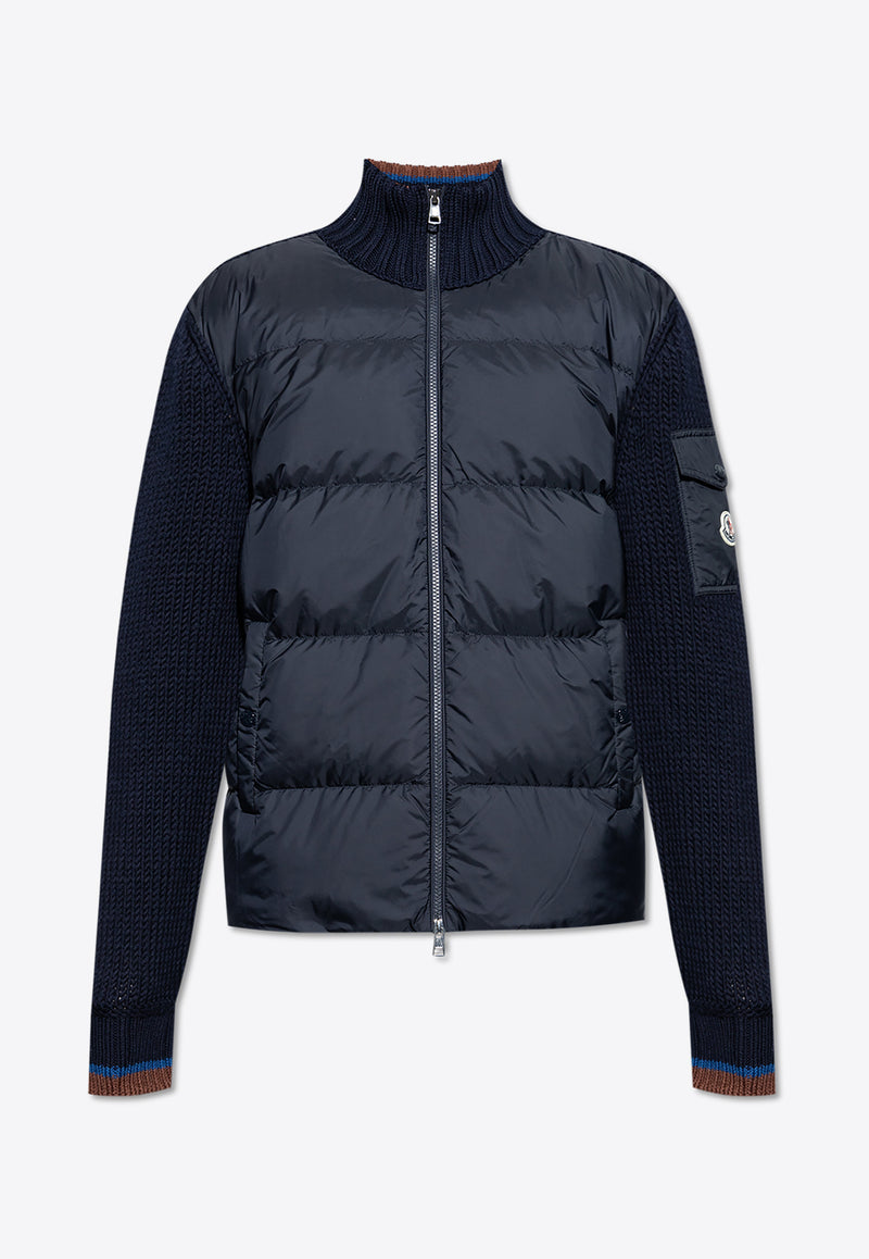 Moncler Padded Wool Zip-Up Cardigan Navy J20919B00029 M1172-775