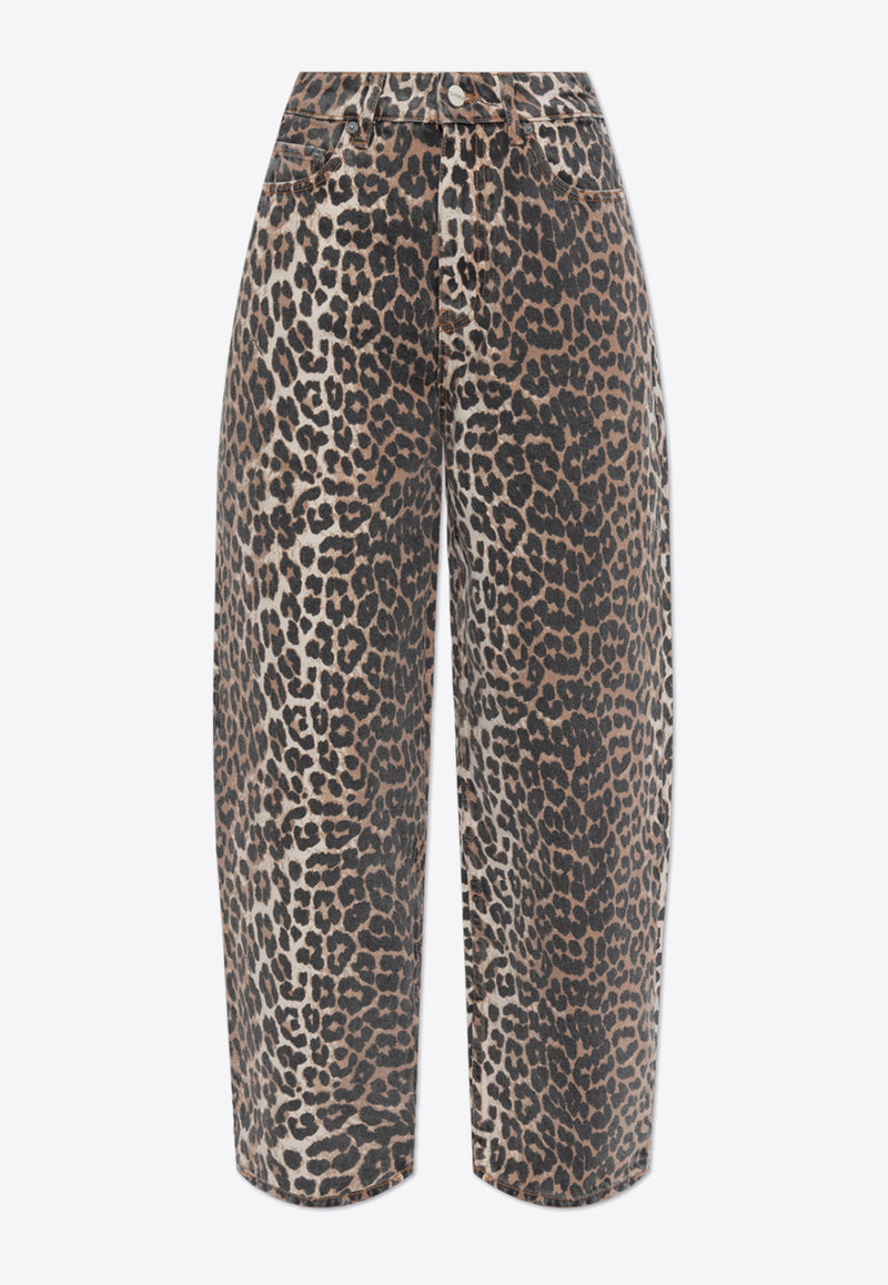 Leopard Print Straight-Leg Jeans J1184 6508-943 Brown