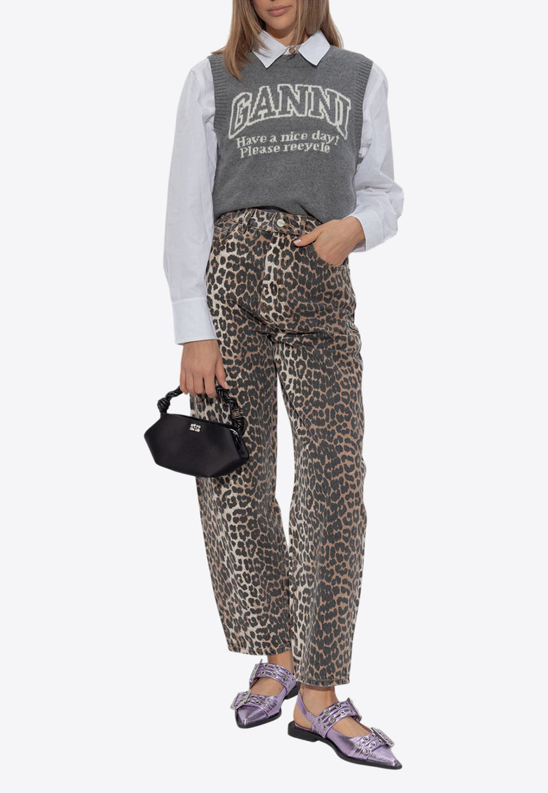 Leopard Print Straight-Leg Jeans J1184 6508-943 Brown