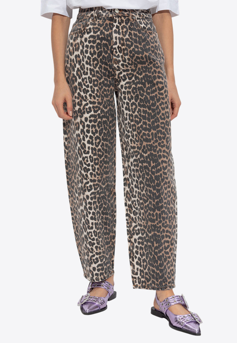 Leopard Print Straight-Leg Jeans J1184 6508-943 Brown