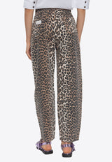 Leopard Print Straight-Leg Jeans J1184 6508-943 Brown