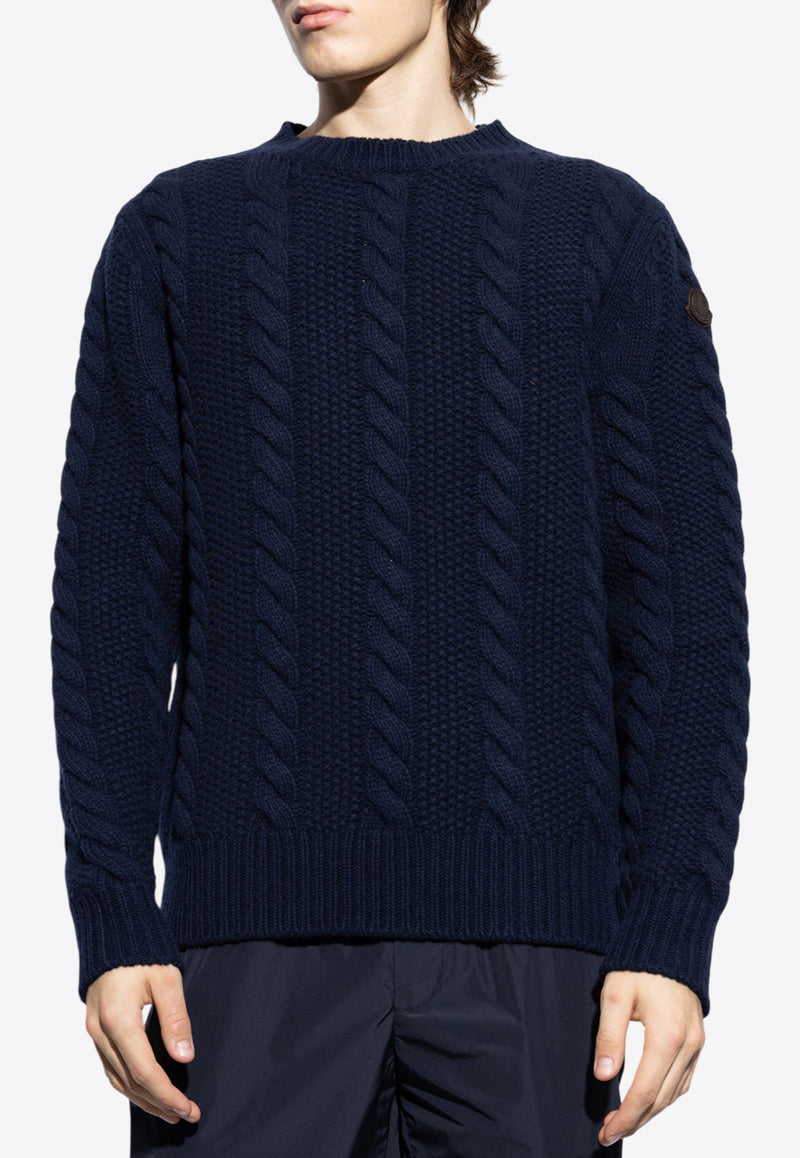 Moncler Cable Knit Wool and Cashmere Sweater Navy J20919C00015 M4281-745