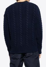 Moncler Cable Knit Wool and Cashmere Sweater Navy J20919C00015 M4281-745