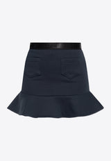 Flounce-Hem Mini Skirt T4074 3682-683 Blue