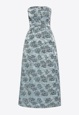 Floral Jacquard Corsage Midi Dress W0041 6736-628 Blue