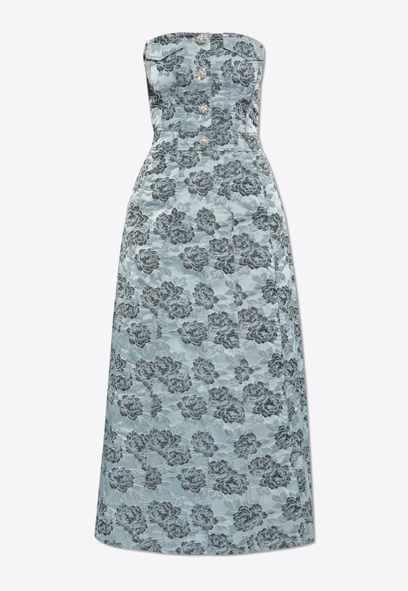 Floral Jacquard Corsage Midi Dress W0041 6736-628 Blue