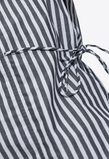 Tie String Button-Up Striped Shirt W0096 6475-099 Black