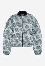 Floral Jacquard Zip-Up Jacket W0182 6736-628 Blue