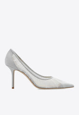 Love 85 Ruched Tulle Glittered Pumps Jimmy Choo LOVE 85 TFG-IVORY SILVER