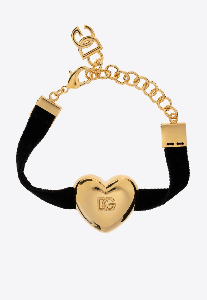 Heart-Embellished Logo Velvet Bracelet Dolce 
Gabbana WBQ8S1 W1111-N0011