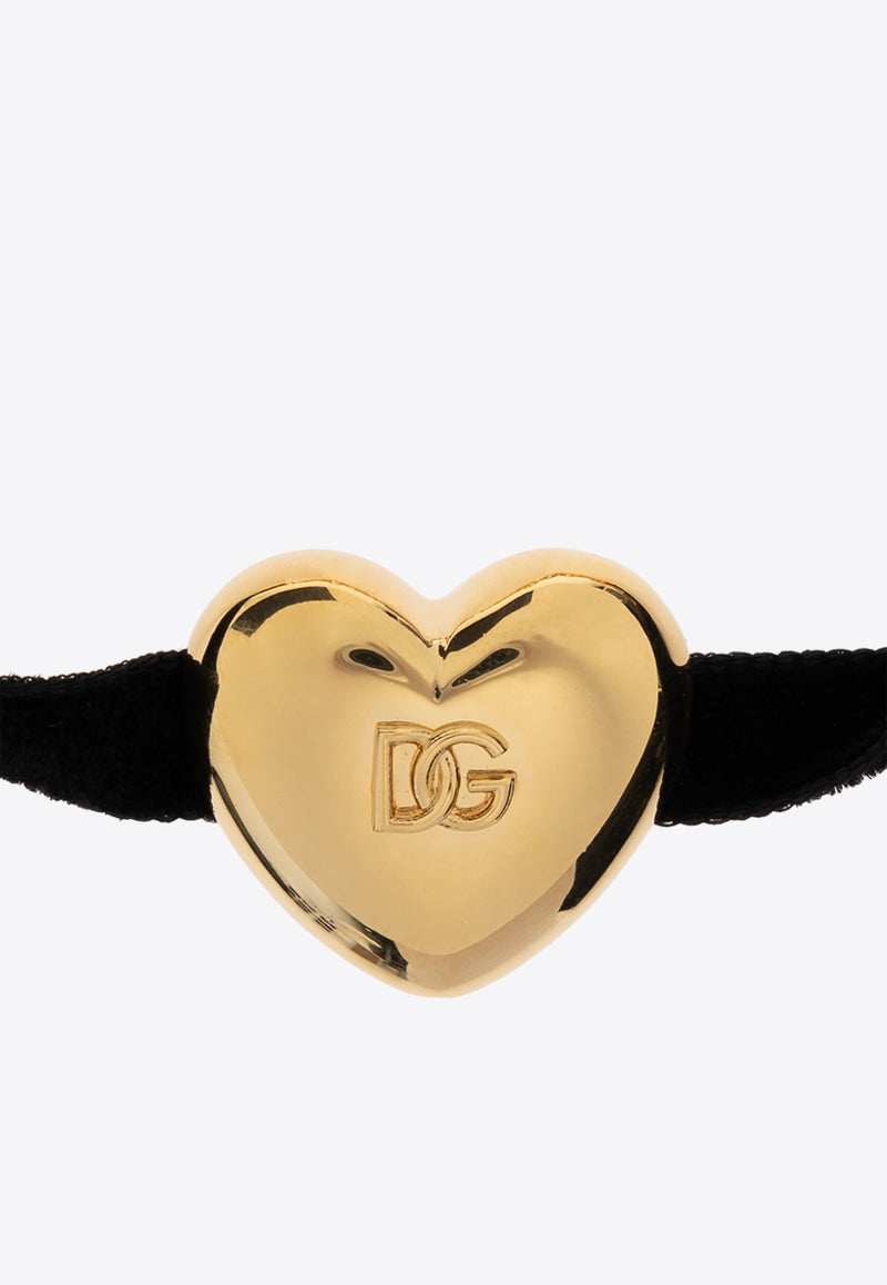 Heart-Embellished Logo Velvet Bracelet Dolce 
Gabbana WBQ8S1 W1111-N0011