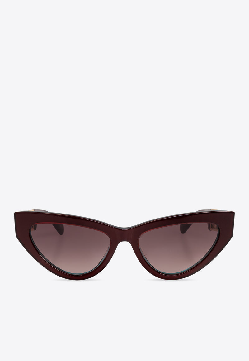 Moschino Logo Lettering Cat-Eye Sunglasses Brown MOS170 S 0-B17 METALIZED BURGUNDY