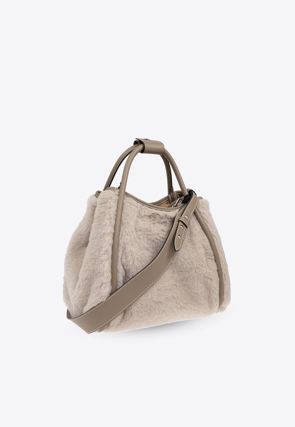 Small Marine Cashmere and Leather Tote Bag Max Mara TMARINS1 2424516162-002