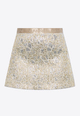 Metallic Mini A-line Skirt W0038 6857-012 Multicolor