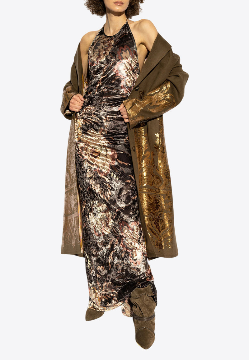 Etro Metallic Brocade Single-Breasted Coat Brown WRAA0061 AK523-M0021