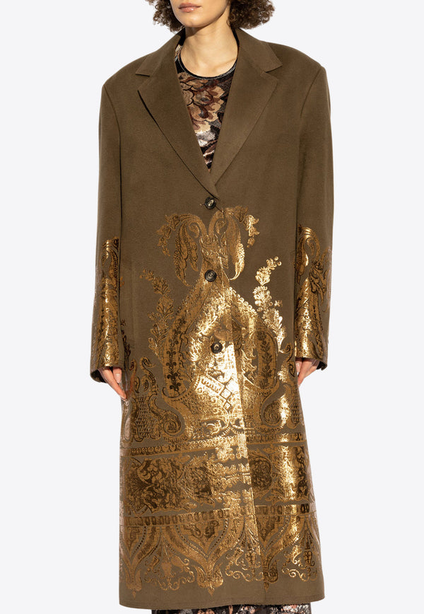 Etro Metallic Brocade Single-Breasted Coat Brown WRAA0061 AK523-M0021