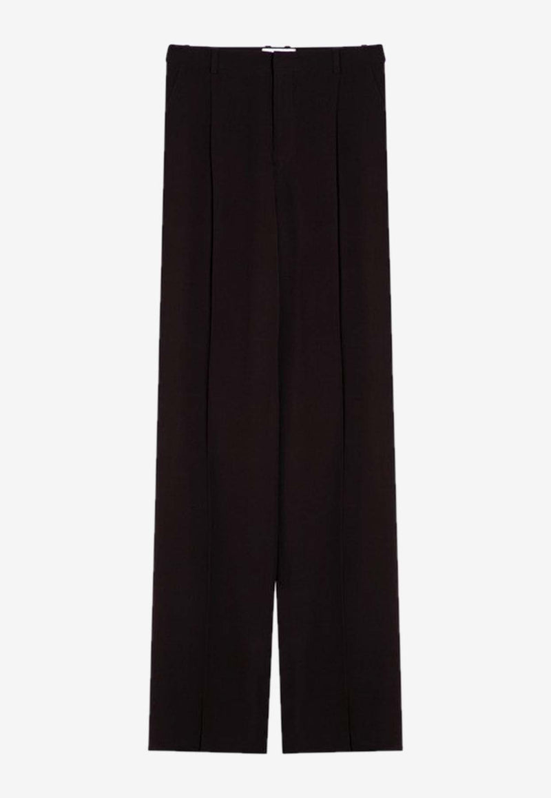 Saint Laurent Straight-Leg Silk Crêpe Pants Brown 806809Y7I21/P_YSL-2568