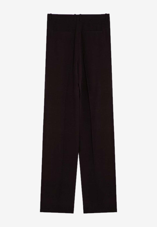 Saint Laurent Straight-Leg Silk Crêpe Pants Brown 806809Y7I21/P_YSL-2568