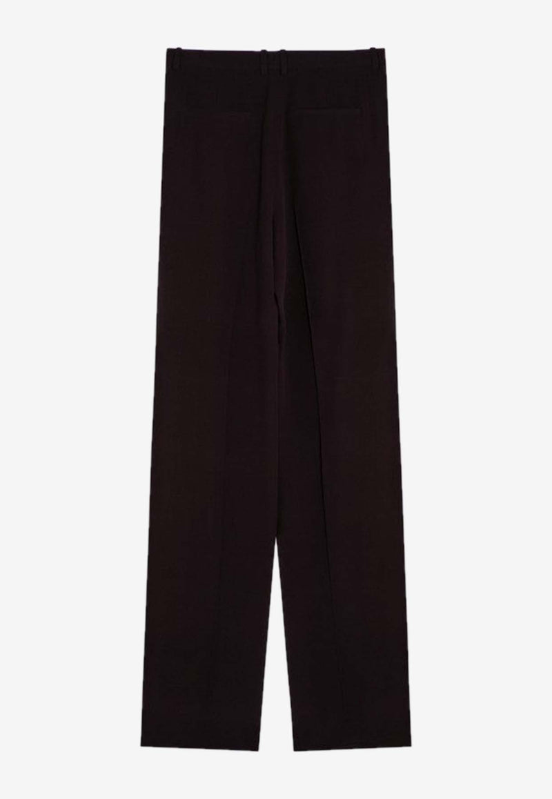 Saint Laurent Straight-Leg Silk Crêpe Pants Brown 806809Y7I21/P_YSL-2568