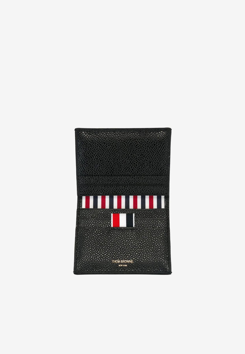 Thom Browne Logo Embossed Leather Double Cardholder Black MAW021L00198_001