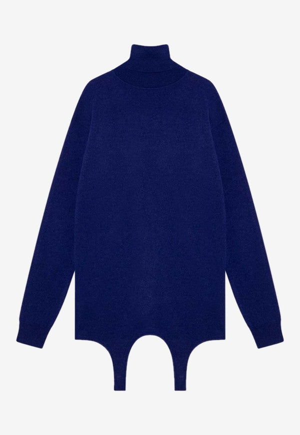 Saint Laurent Turtleneck Cashmere Sweater with Garter Blue 806969YALL2/P_YSL-4069