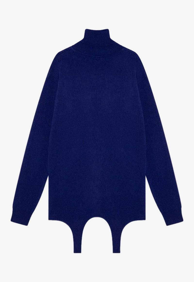 Saint Laurent Turtleneck Cashmere Sweater with Garter Blue 806969YALL2/P_YSL-4069