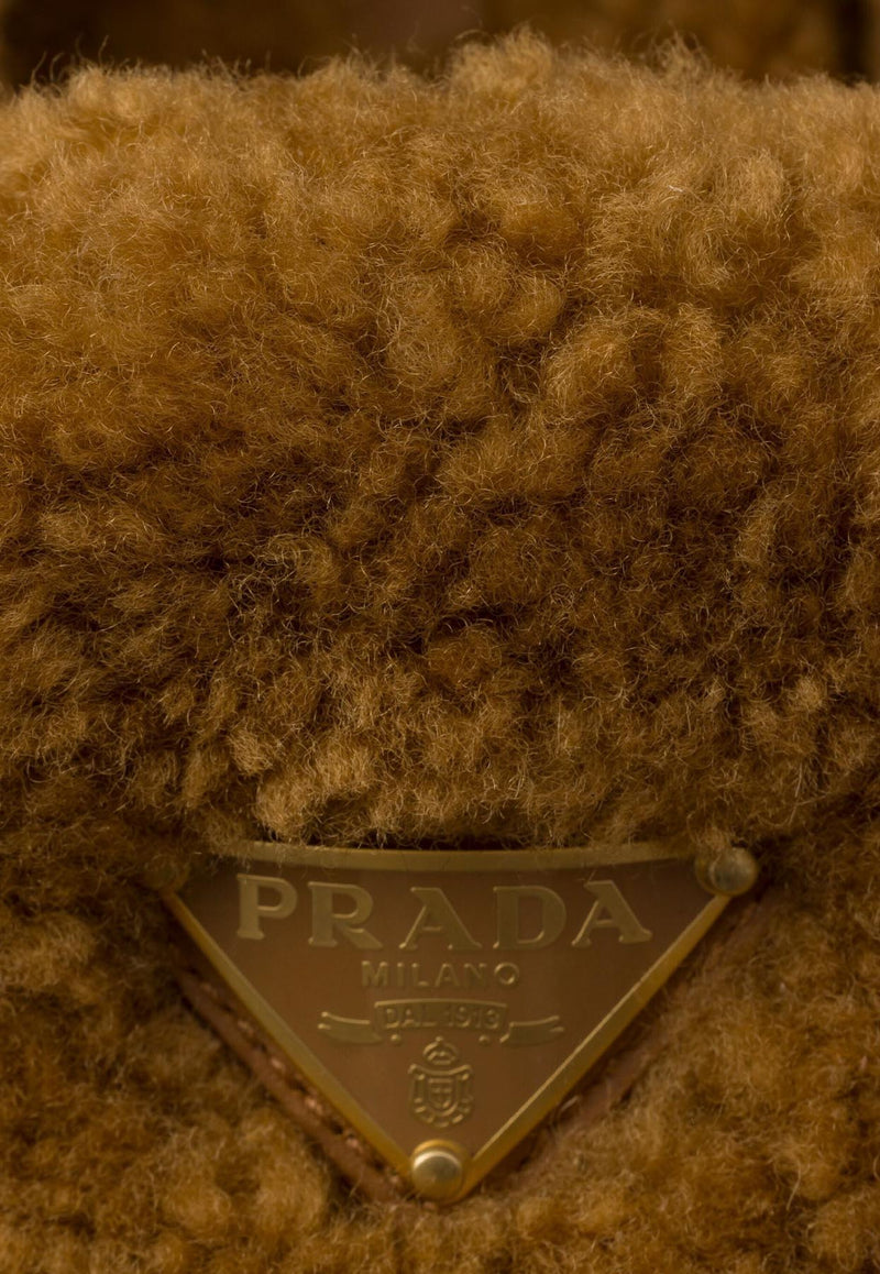 Prada Triangle Logo Shearling Loafers Caramel 1DD087FZF05MPD_F098L