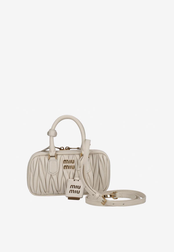 Miu Miu Mini Arcadie Matelassé Leather Top Handle Bag White 5BP088VOOOAN88_F0009