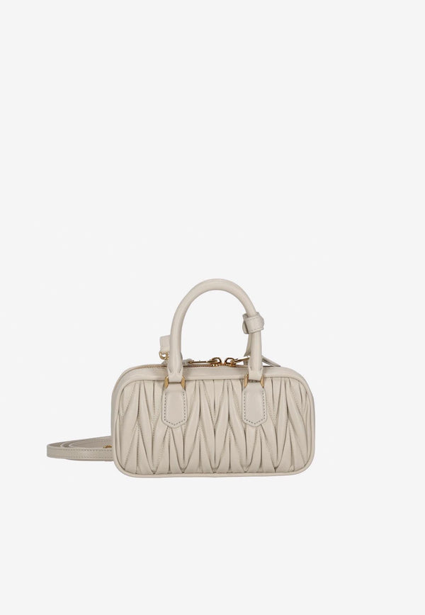 Miu Miu Mini Arcadie Matelassé Leather Top Handle Bag White 5BP088VOOOAN88_F0009