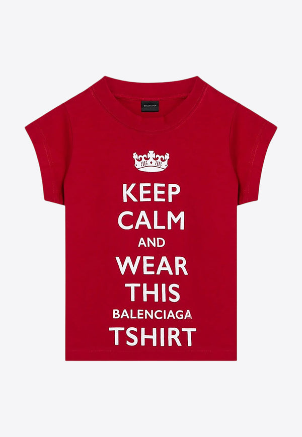 Balenciaga Keep Calm Cropped T-shirt Red 807341TRVC7/P_BALEN-6540