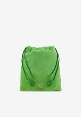 Miu Miu Logo Suede Drawstring Pouch Green 5NG0102CTA_F0225