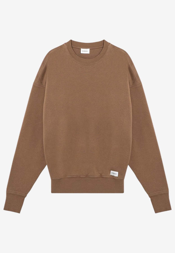 Saint Laurent Logo Patch Crewneck Sweatshirt Caramel 807761Y36SV/P_YSL-2298