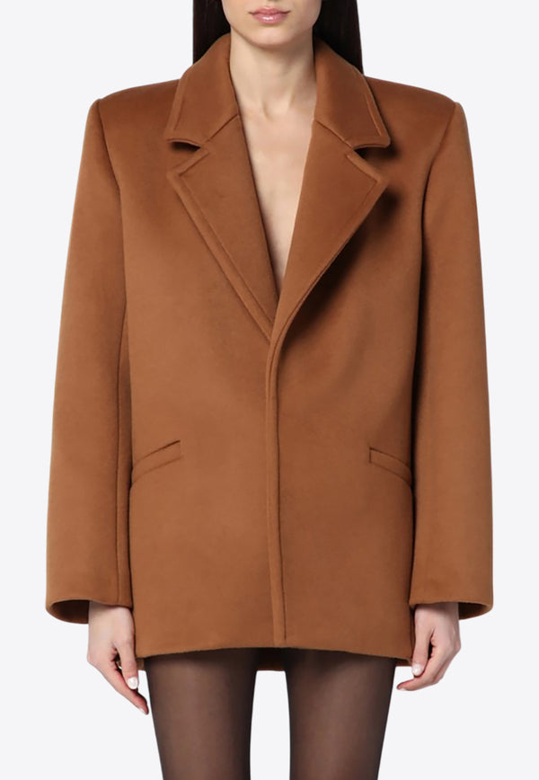 Saint Laurent Single-Breasted Wool Short Coat Camel 808239Y060R/P_YSL-2577