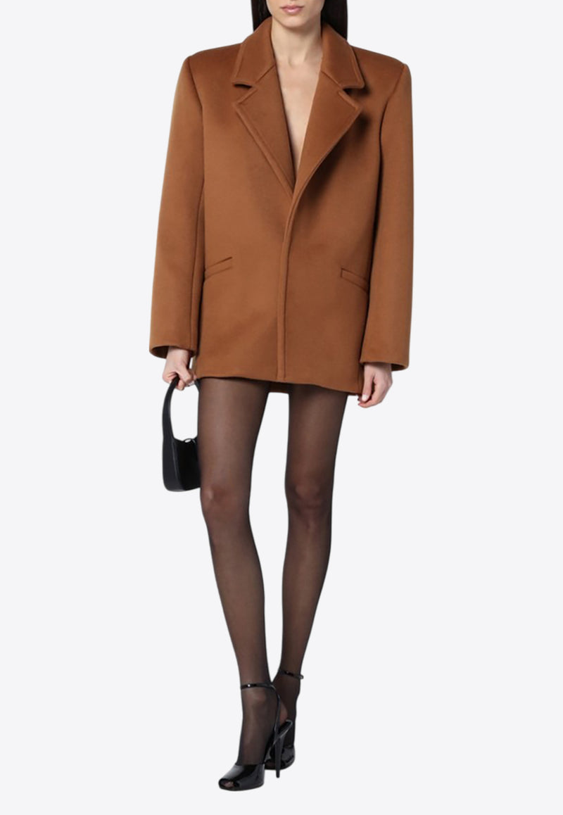 Saint Laurent Single-Breasted Wool Short Coat Camel 808239Y060R/P_YSL-2577