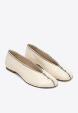 Burberry Sadler Zip Leather Ballet Flats Beige 8086210150814/O_BURBE-A1189